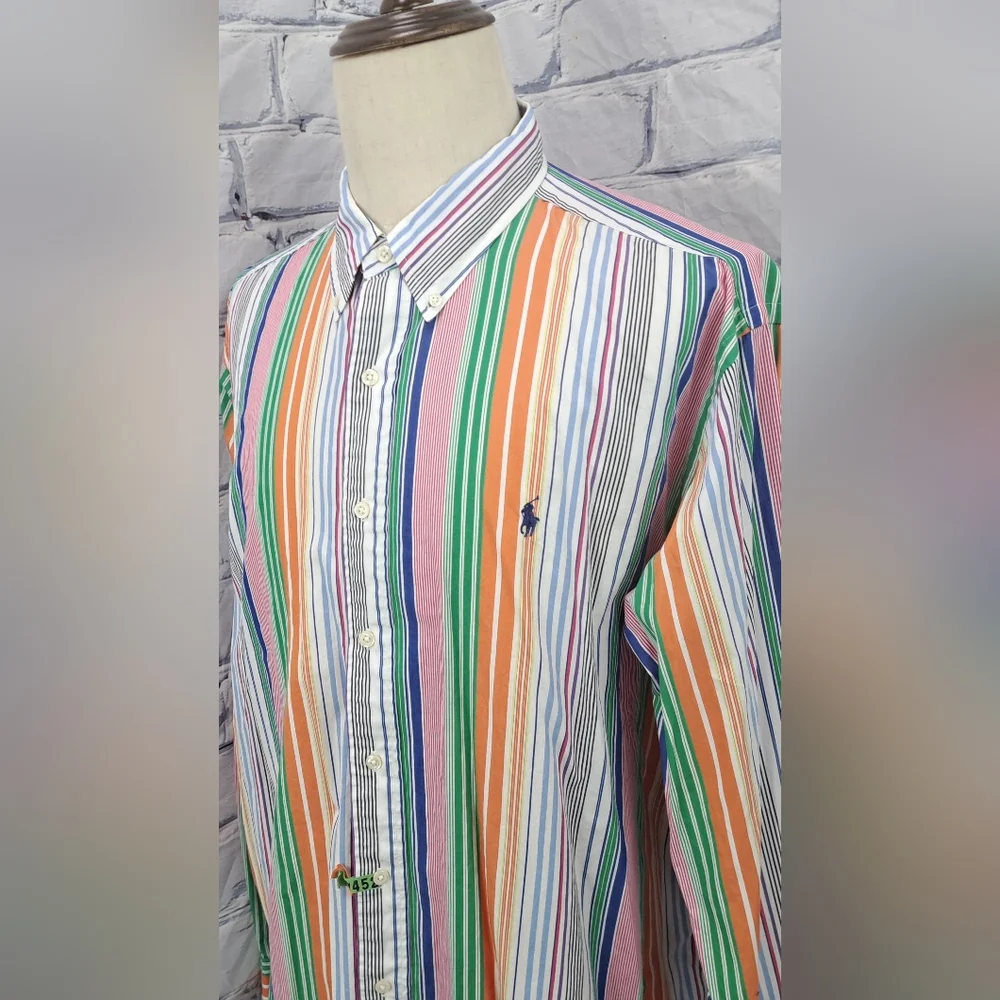 Ralph Lauren Men's Classic Fit Button Down Shirt Colorful Striped Size 2XL XXL - Picture 8 of 12